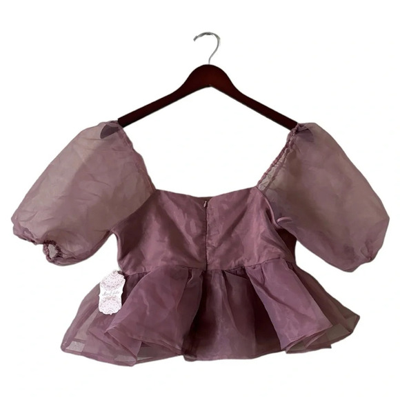 NWT Altar’d State Olsen Puff Sleeve Top in Mauve, Size Medium - Picture 3 of 6